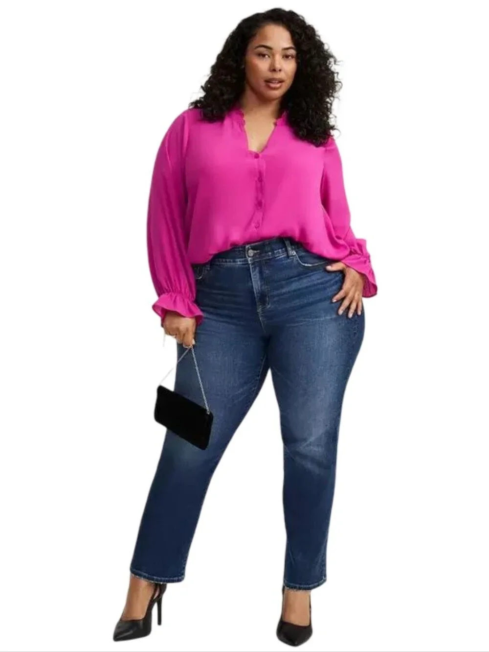 torrid Georgette Button-Down Raspberry Lantern Sleeve Shirt Blouse Plus Size 2X